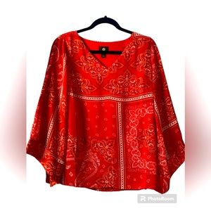 JM Collection Blouse Red Size Small